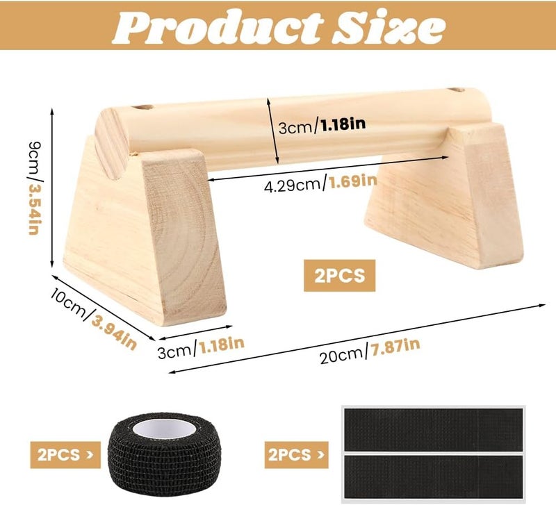 Ranjaner Wooden Push Up Stands & Handstand Parallettes Bars, Solid Wood Push Up Handles with Non-Slip Base for Home Gym, Calisthenics & Strength Training(Wood Color,Size:7.87inch) - Image 4